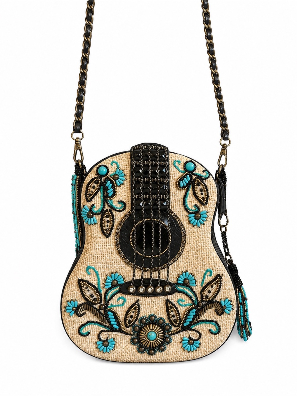 Rare Mary Frances Guitar Crossbody Handbag | Beaded Western Boho Collectible Bag